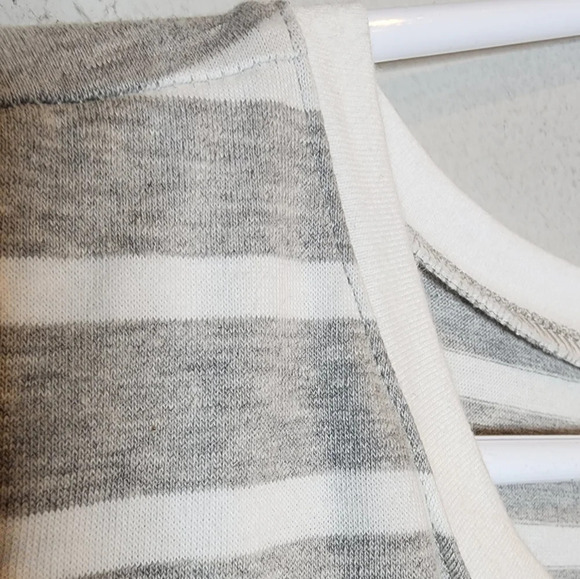 NWT Michael Stars Grey White Stripe Twist Front Sleeveless Midi Maxi Dress Sz M. - Picture 2 of 11